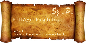 Szilágyi Patrícius névjegykártya