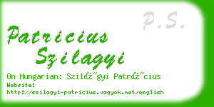 patricius szilagyi business card